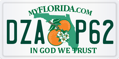 FL license plate DZAP62