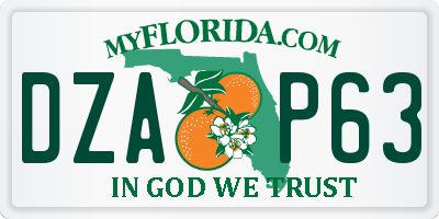 FL license plate DZAP63