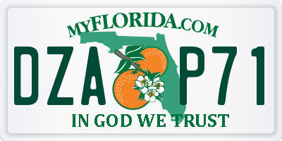 FL license plate DZAP71