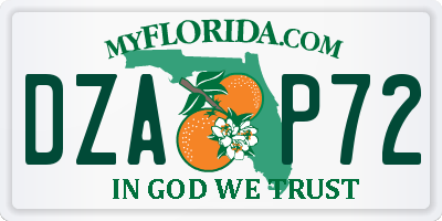 FL license plate DZAP72