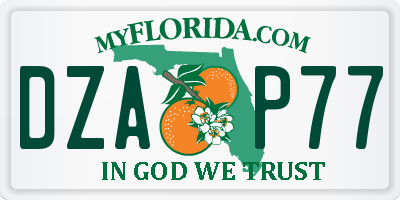 FL license plate DZAP77