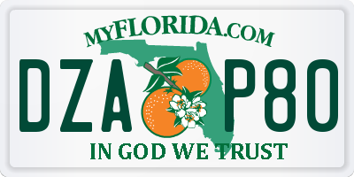 FL license plate DZAP80
