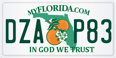 FL license plate DZAP83