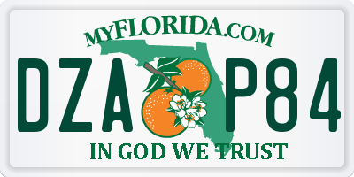 FL license plate DZAP84