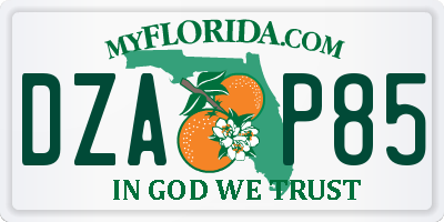 FL license plate DZAP85