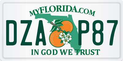 FL license plate DZAP87