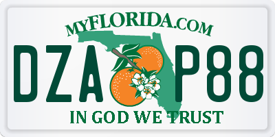 FL license plate DZAP88