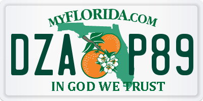 FL license plate DZAP89