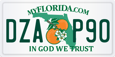 FL license plate DZAP90
