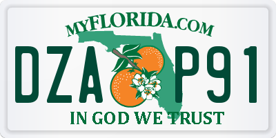 FL license plate DZAP91