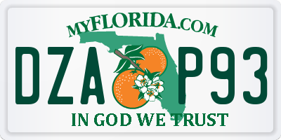 FL license plate DZAP93