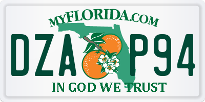 FL license plate DZAP94