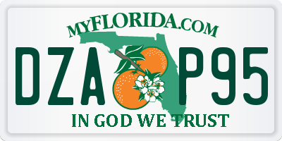 FL license plate DZAP95