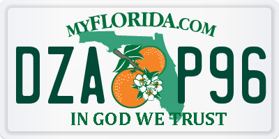 FL license plate DZAP96