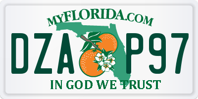 FL license plate DZAP97