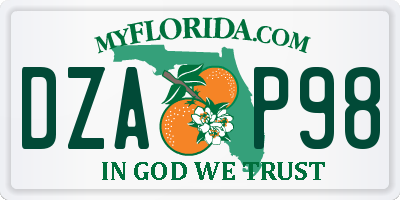 FL license plate DZAP98