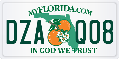 FL license plate DZAQ08