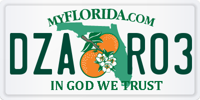 FL license plate DZAR03