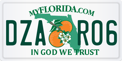 FL license plate DZAR06