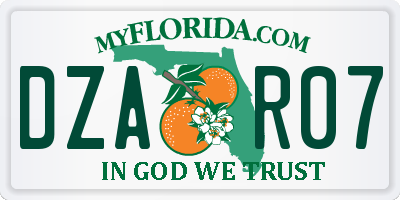 FL license plate DZAR07