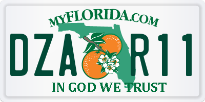FL license plate DZAR11