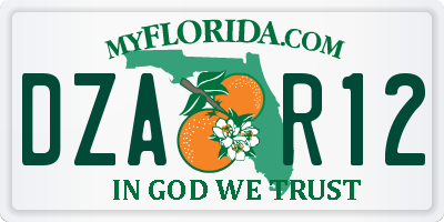 FL license plate DZAR12