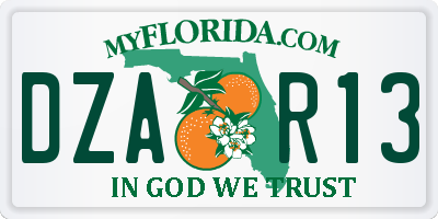 FL license plate DZAR13