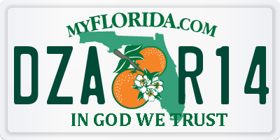 FL license plate DZAR14