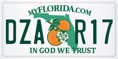 FL license plate DZAR17