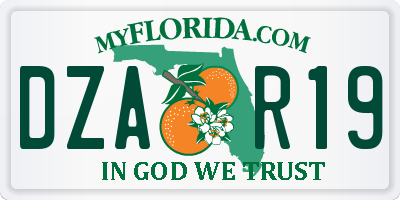 FL license plate DZAR19