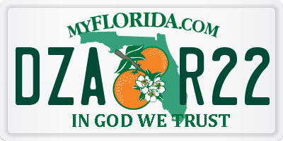 FL license plate DZAR22