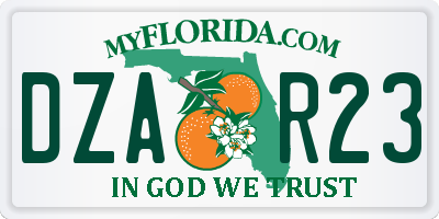 FL license plate DZAR23