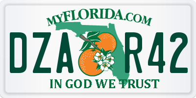 FL license plate DZAR42