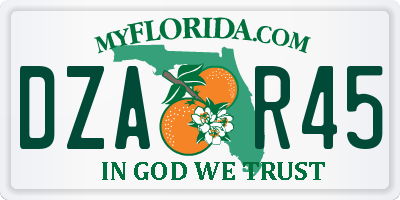 FL license plate DZAR45