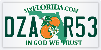 FL license plate DZAR53
