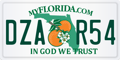 FL license plate DZAR54