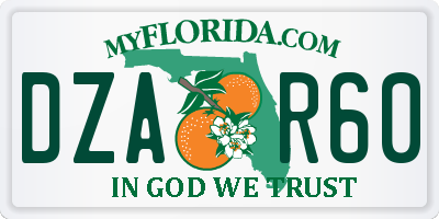 FL license plate DZAR60