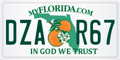 FL license plate DZAR67