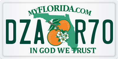 FL license plate DZAR70