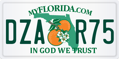 FL license plate DZAR75