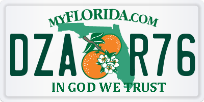 FL license plate DZAR76