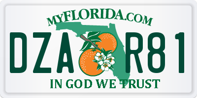 FL license plate DZAR81