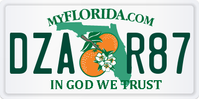 FL license plate DZAR87