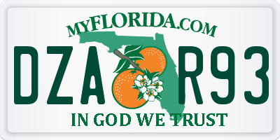 FL license plate DZAR93