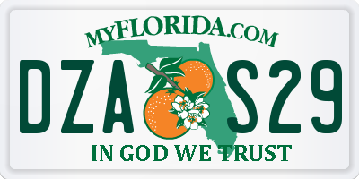 FL license plate DZAS29