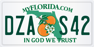 FL license plate DZAS42