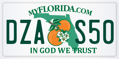 FL license plate DZAS50
