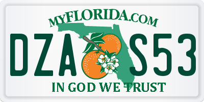 FL license plate DZAS53