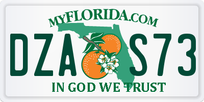 FL license plate DZAS73