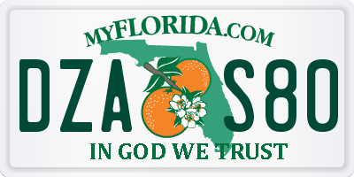 FL license plate DZAS80